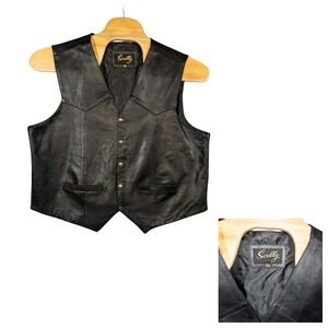 Scully‎ Western Black Leather Vest XXL Rodeo Southwestern Country